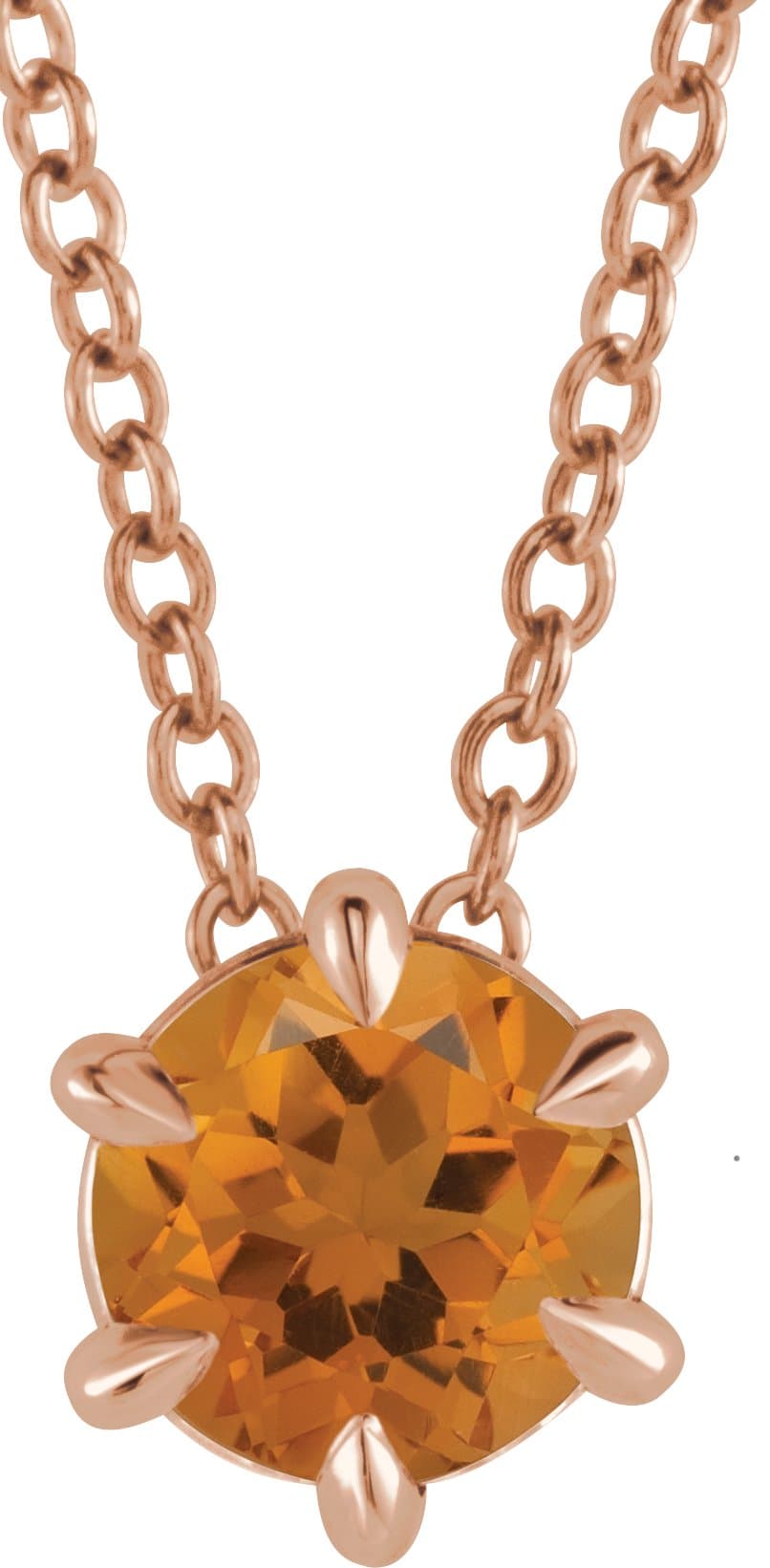 14K Rose 1 CT Lab-Grown Diamond Solitaire 16-18 Necklace
