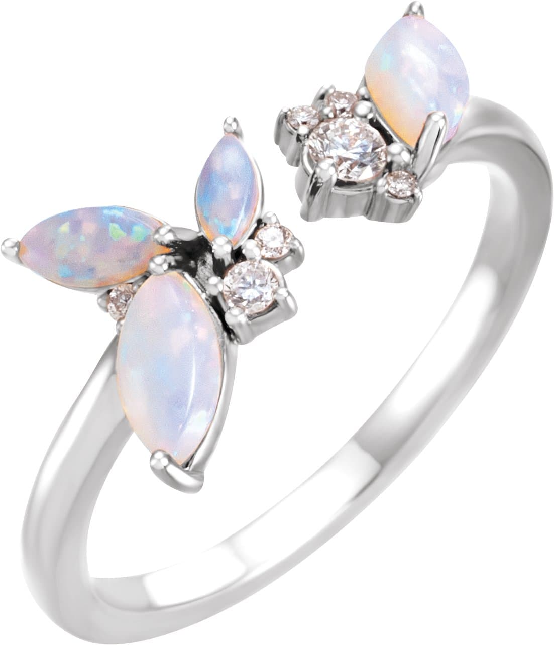 14K Rose Natural White Opal & 1/10 CTW Natural Diamond Negative Space Ring