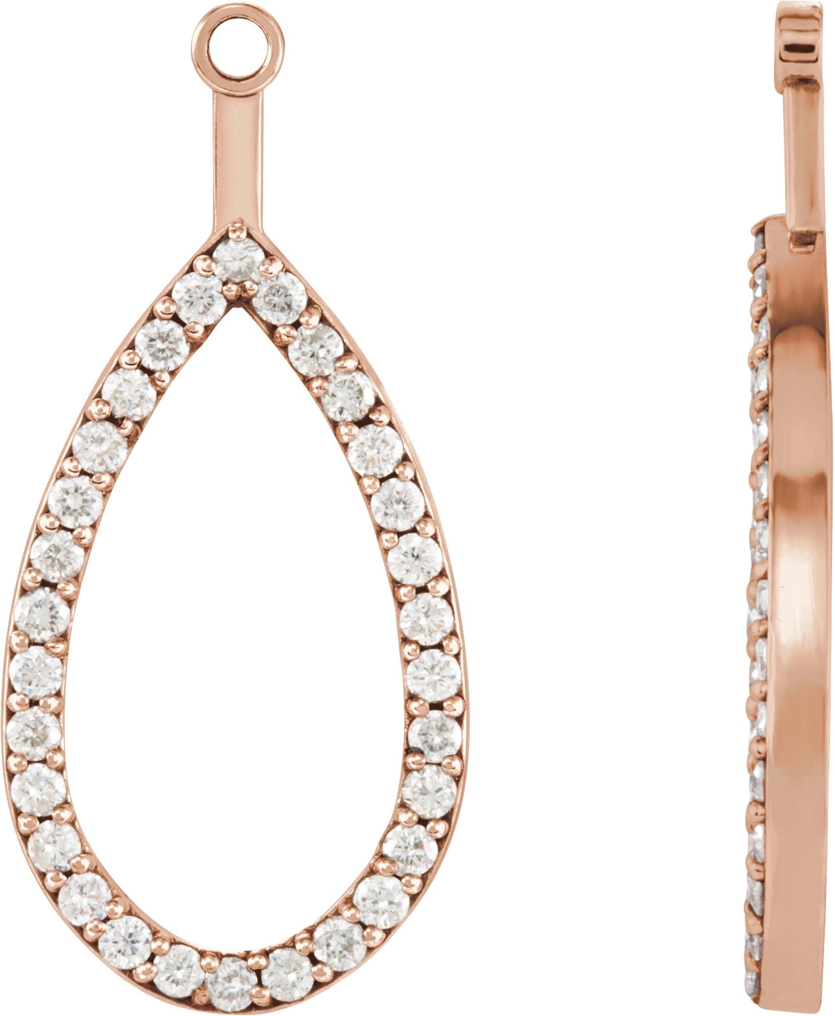 14K Rose 1/5 CTW Natural Diamond Teardrop Earring Jackets