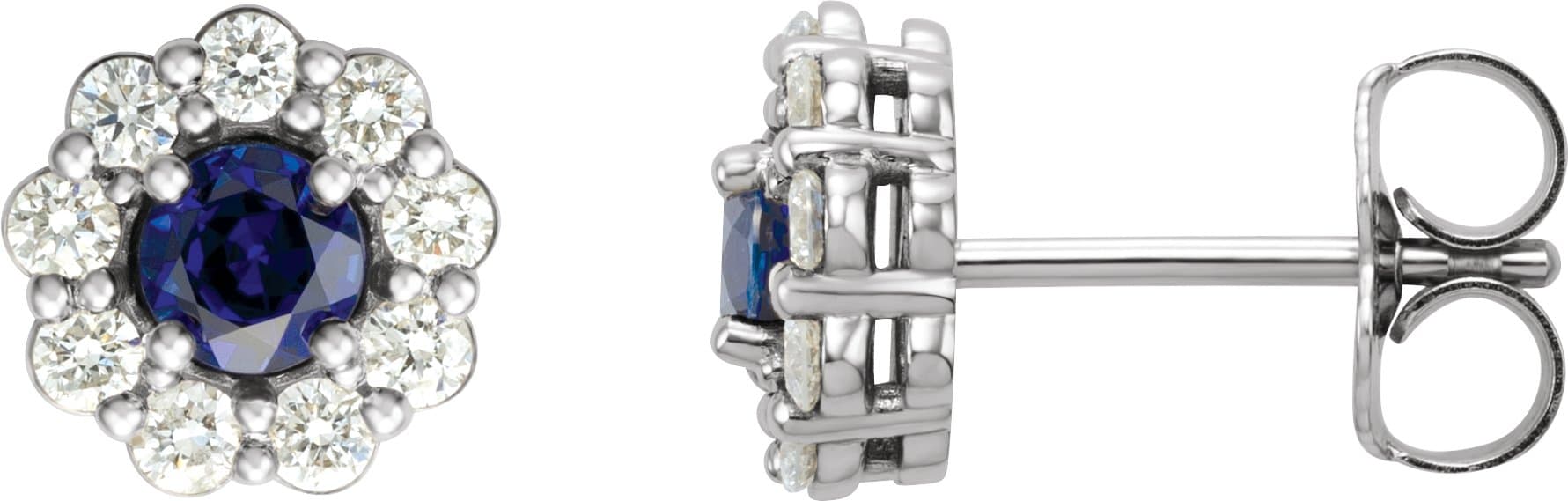 14K Rose 3.5 mm Lab-Grown Blue Sapphire & 1/3 CTW Natural Diamond Earrings