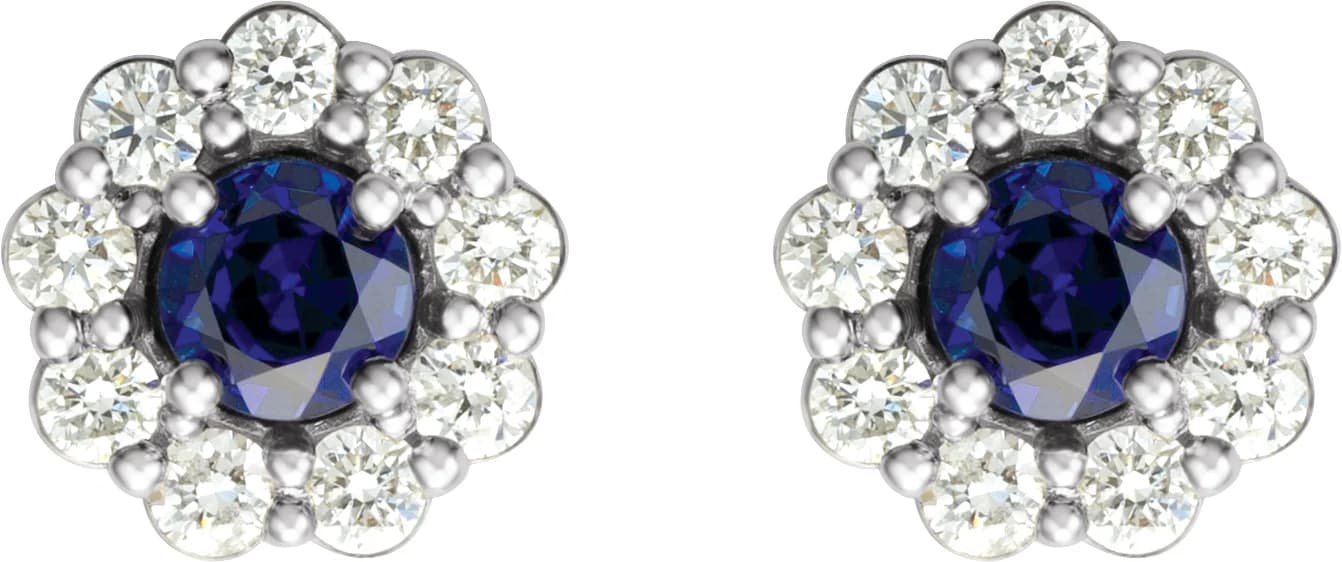 Round 4-Prong Halo-Style Earrings, view 3
