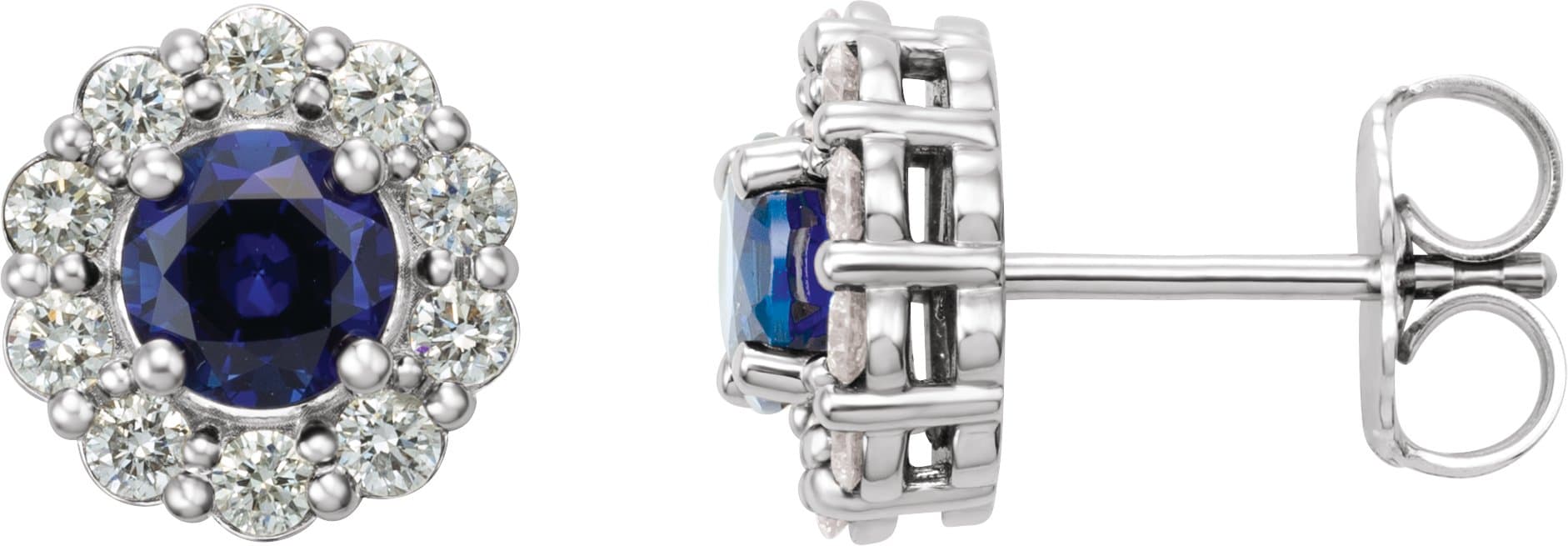 14K Rose 3.5 mm Lab-Grown Blue Sapphire & 1/3 CTW Natural Diamond Earrings