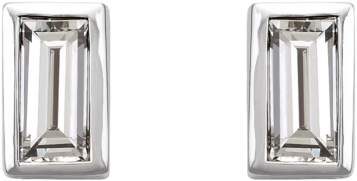 Straight Baguette Bezel-Set Stud Earrings, view 3