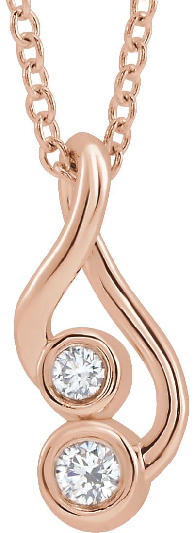 14K Rose .07 CTW Natural Diamond Hold You Forever® 16-18 Necklace