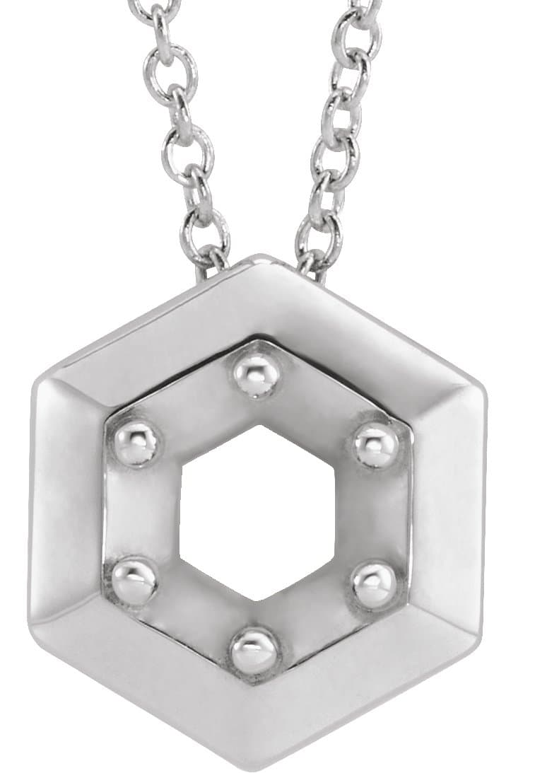 14K White Gold 1/2 CT Natural Diamond Geometric 16-18" Necklace