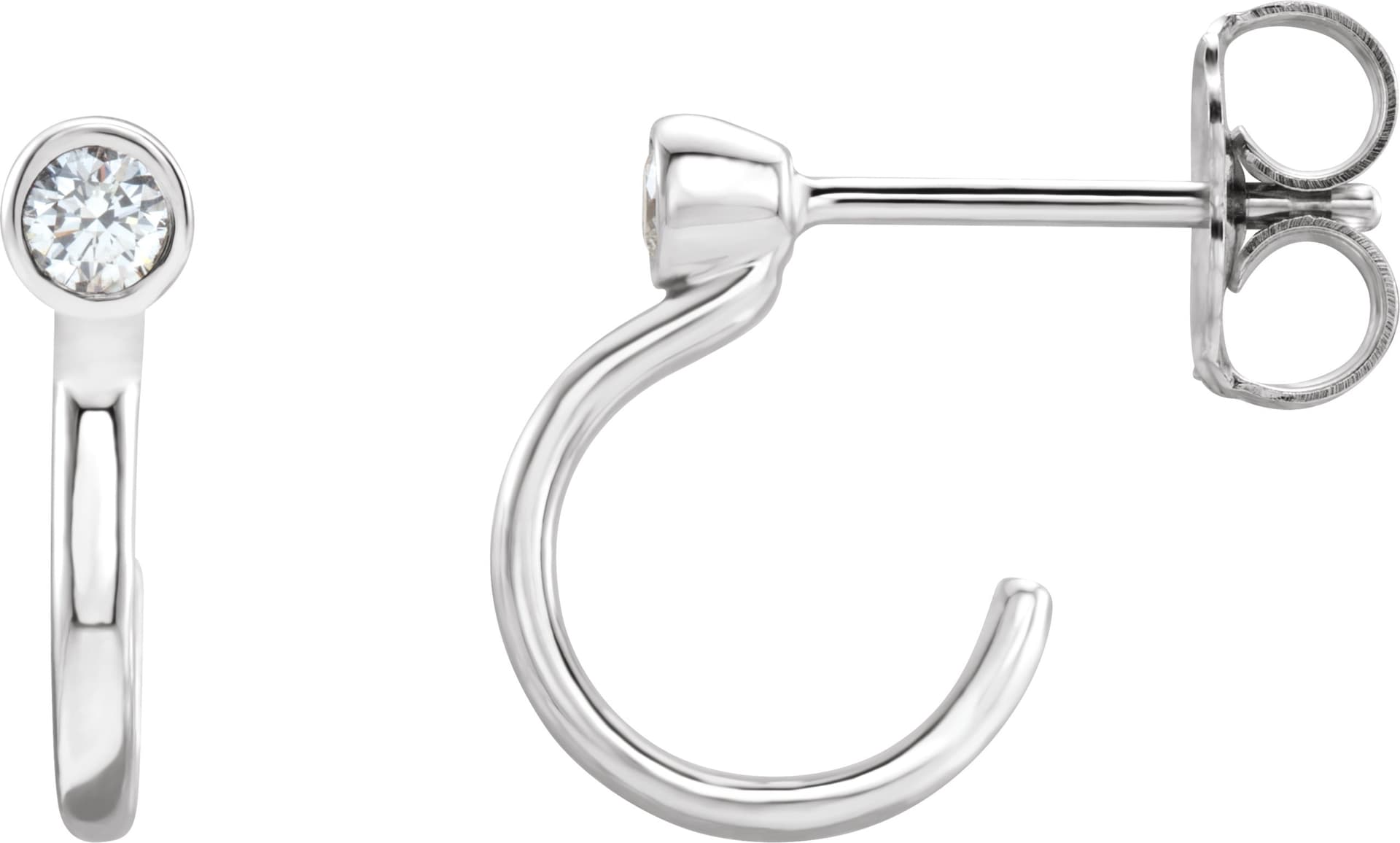 14K Rose  0.06 CTW Natural Diamond Huggie J-Hoop Earring
