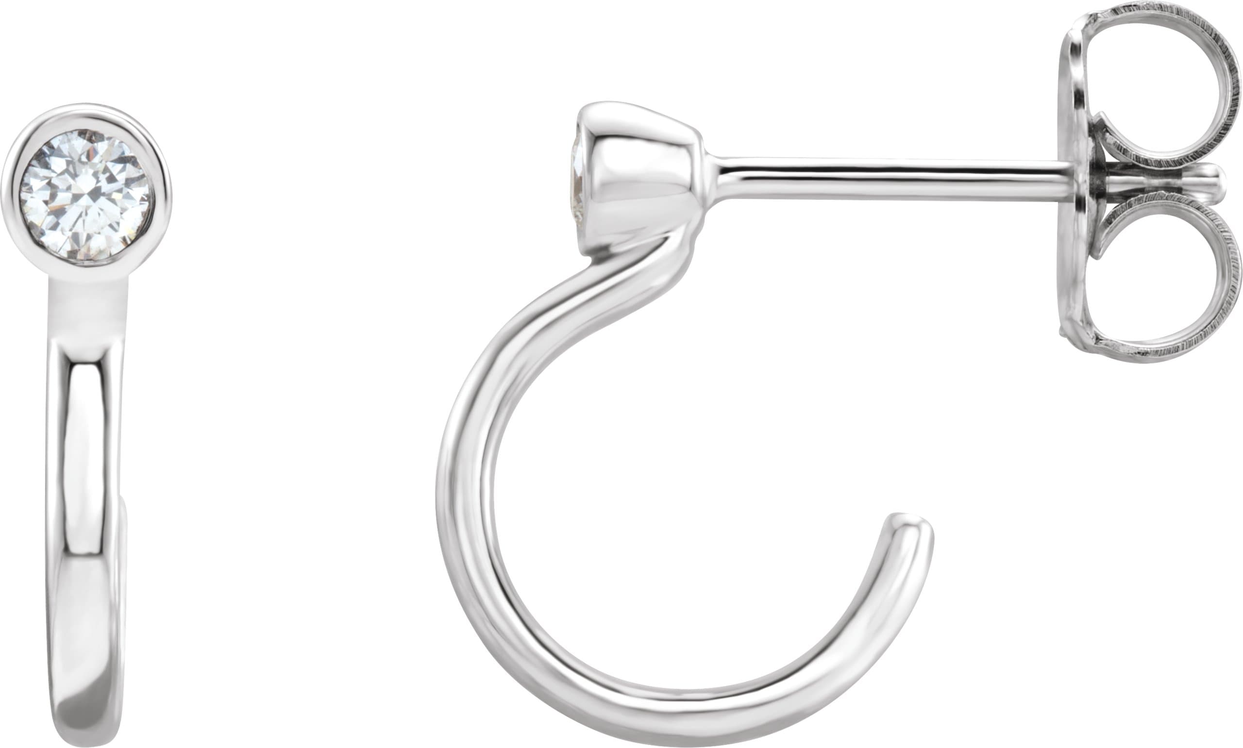 14K Rose  0.06 CTW Natural Diamond Huggie J-Hoop Earring