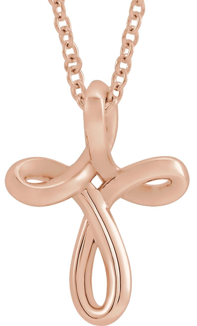 14K Rose Youth Cross 15 Necklace