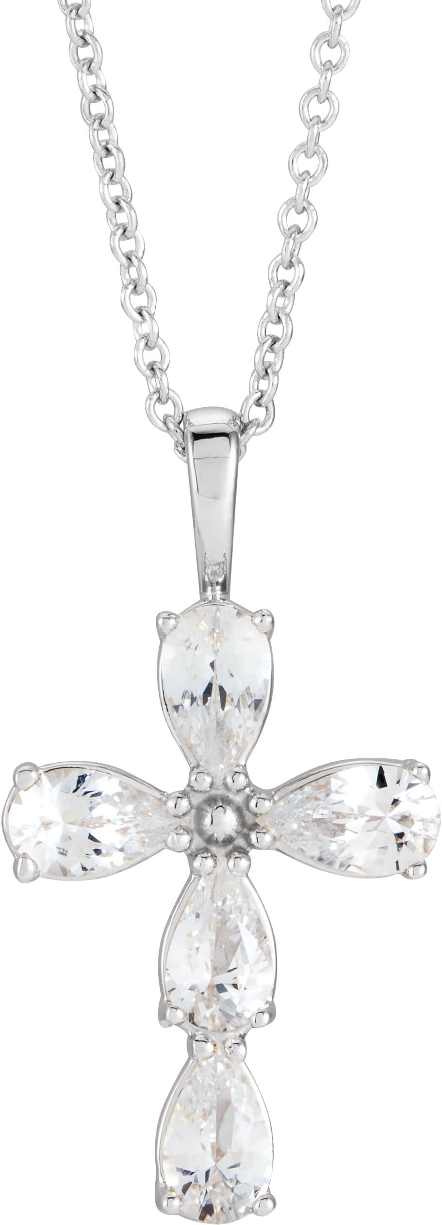 Platinum 1 CTW Natural Diamond Cross 16-18" Necklace