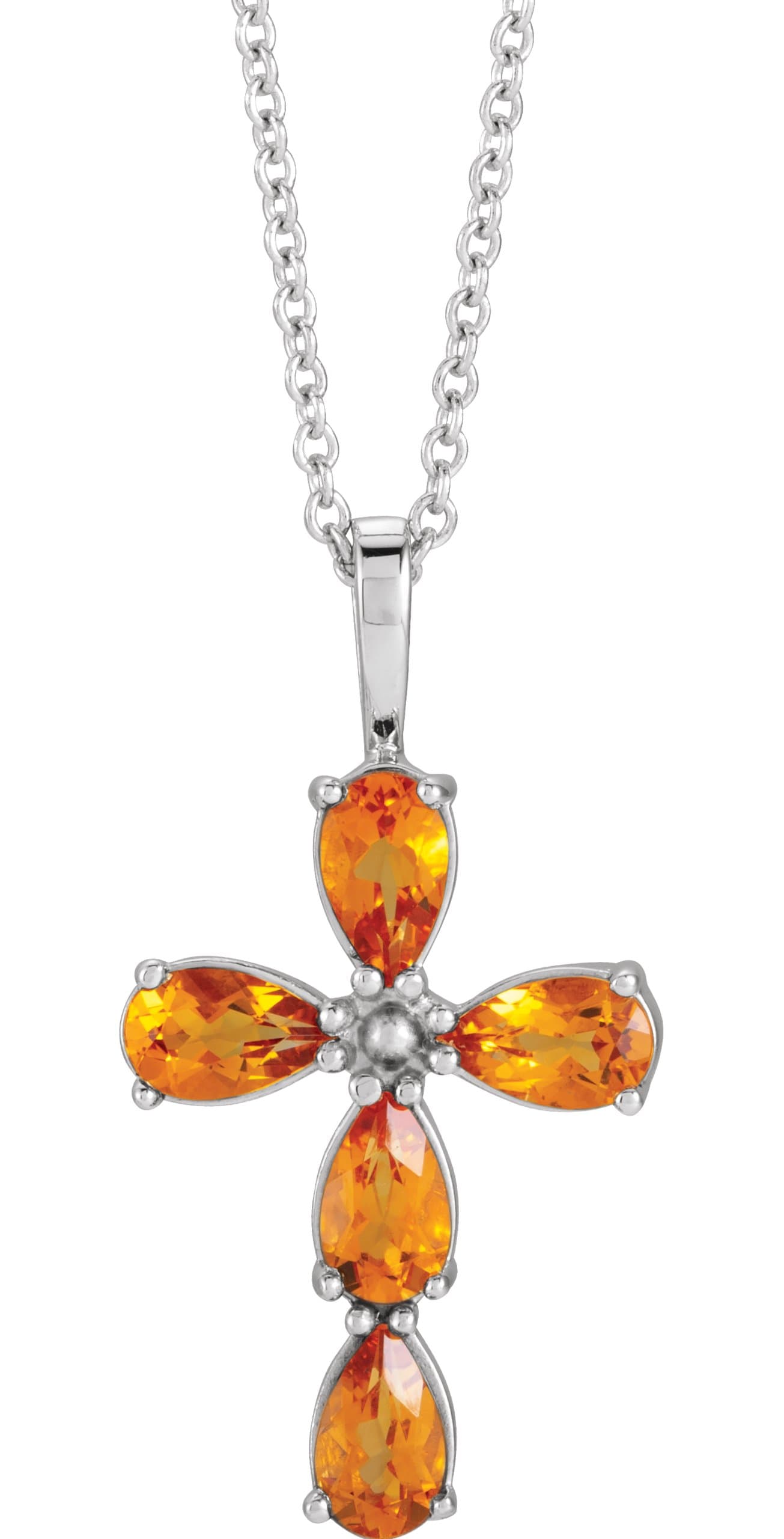 14K Rose Lab-Grown Alexandrite Cross 16-18 Necklace