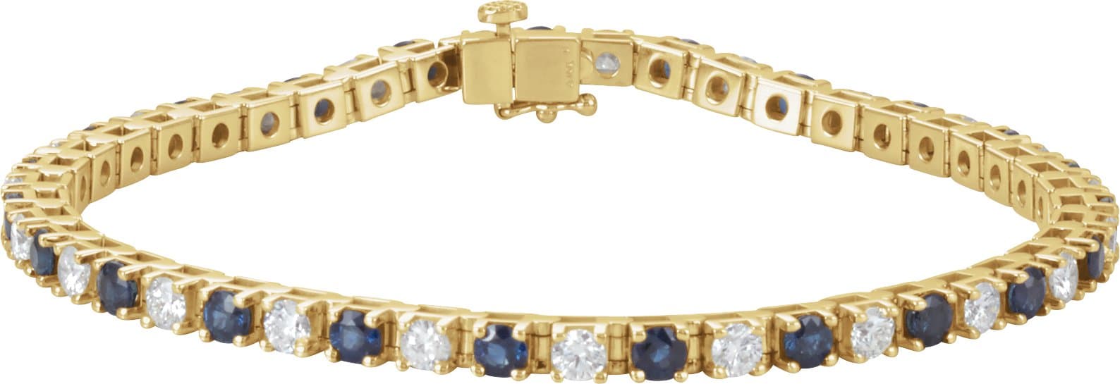 14K White Natural Blue Sapphire &  2 3/8 CTW Natural Diamond Line 7" Bracelet