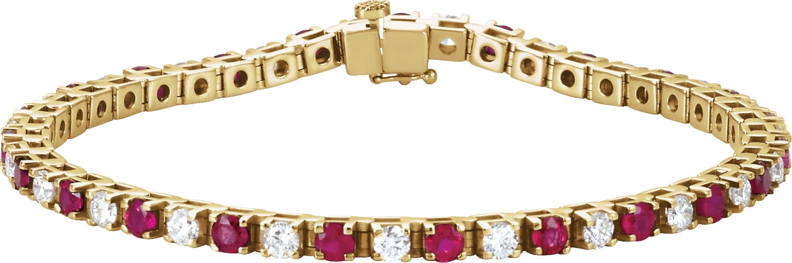 14K White Natural Ruby & 2 1/3 CTW Natural Diamond 7" Bracelet