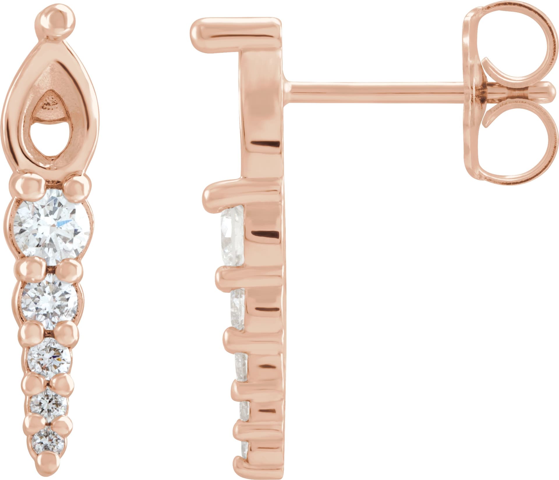 14K White Gold 1/4 CTW Natural Diamond Semi-Set Bar Earrings
