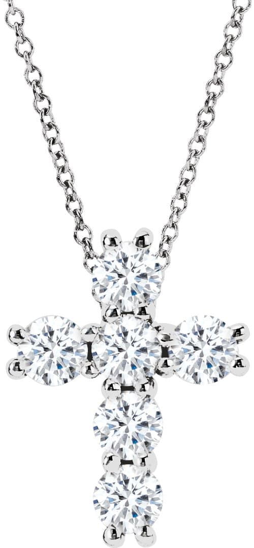 14K Rose 1/2 CTW Lab-Grown Diamond Cross 18 Necklace