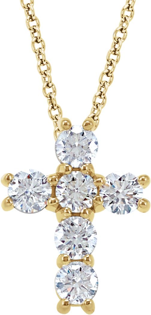 14K Rose 1/2 CTW Lab-Grown Diamond Cross 18 Necklace