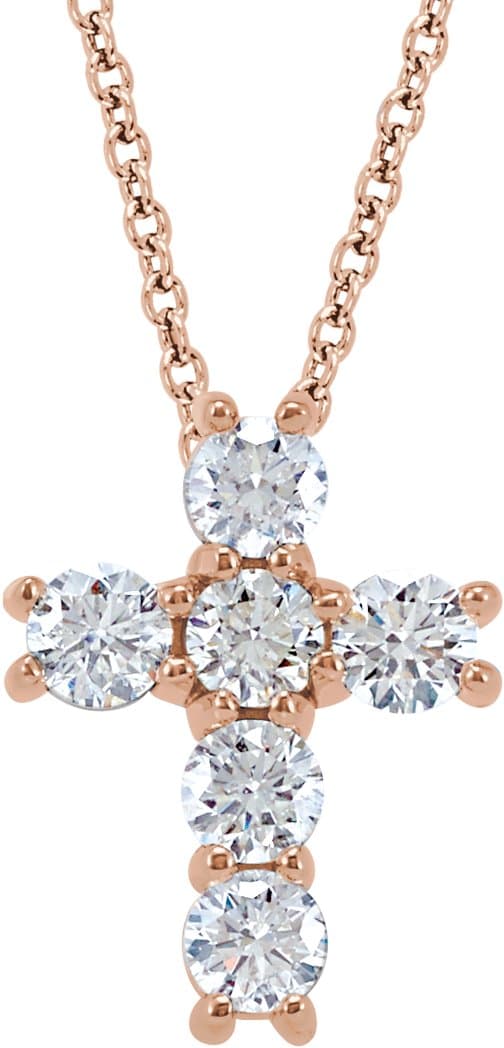 14K White Gold 1/2 CTW Natural Diamond Cross Pendant