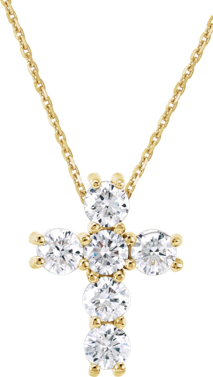 14K Rose 1/2 CTW Lab-Grown Diamond Cross 18 Necklace