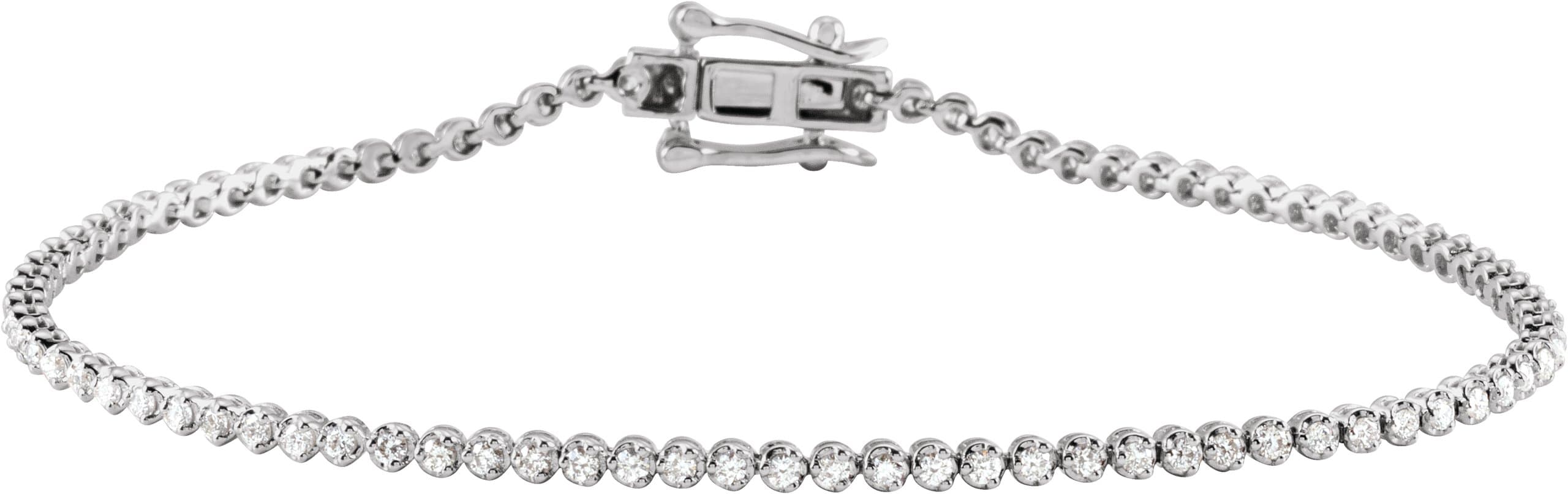 14K White 7/8 CTW Natural Diamond Line 7"  Bracelet