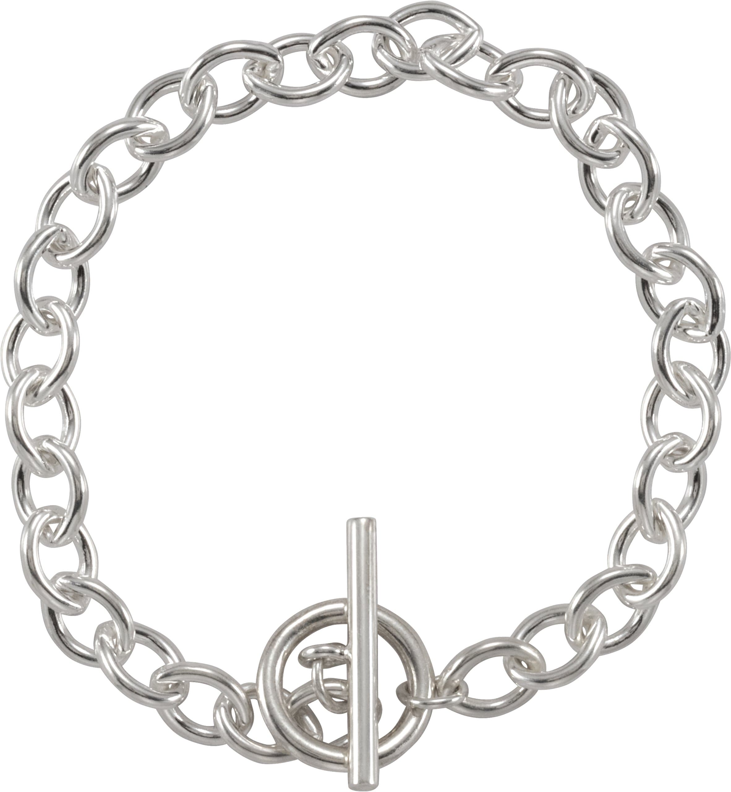Sterling Silver 7 mm Charm Cable 8 Bracelet