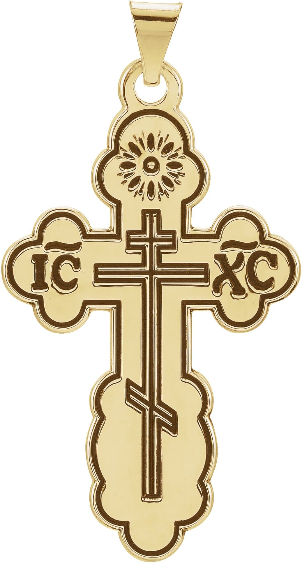 14K White 32x21 mm Orthodox Cross Pendant