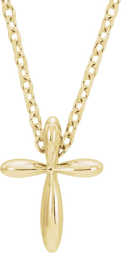 14K White 10x7.72 mm Cross 16-18 Necklace