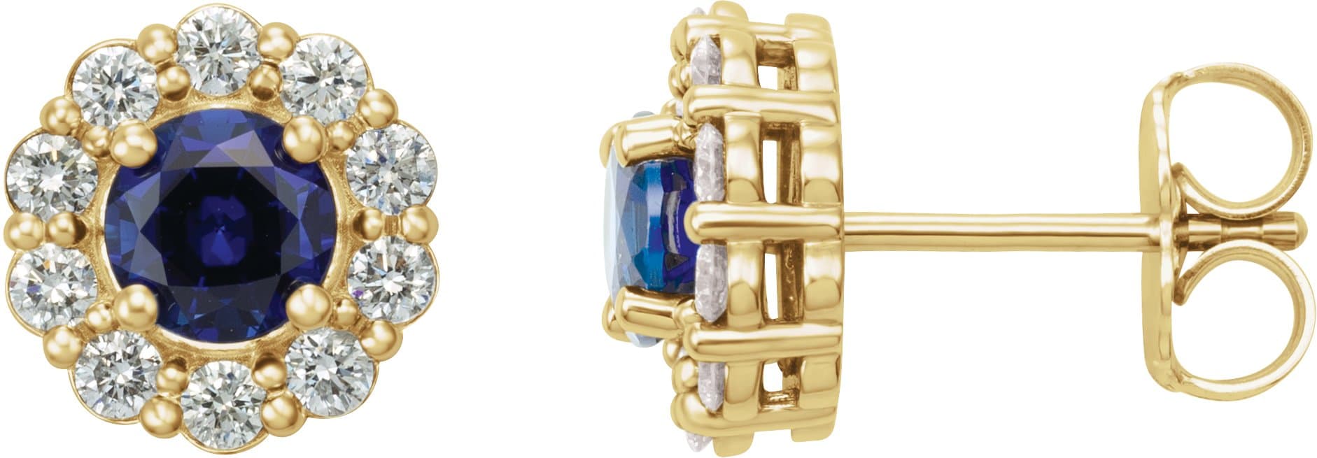 14K Rose 3.5 mm Lab-Grown Blue Sapphire & 1/3 CTW Natural Diamond Earrings
