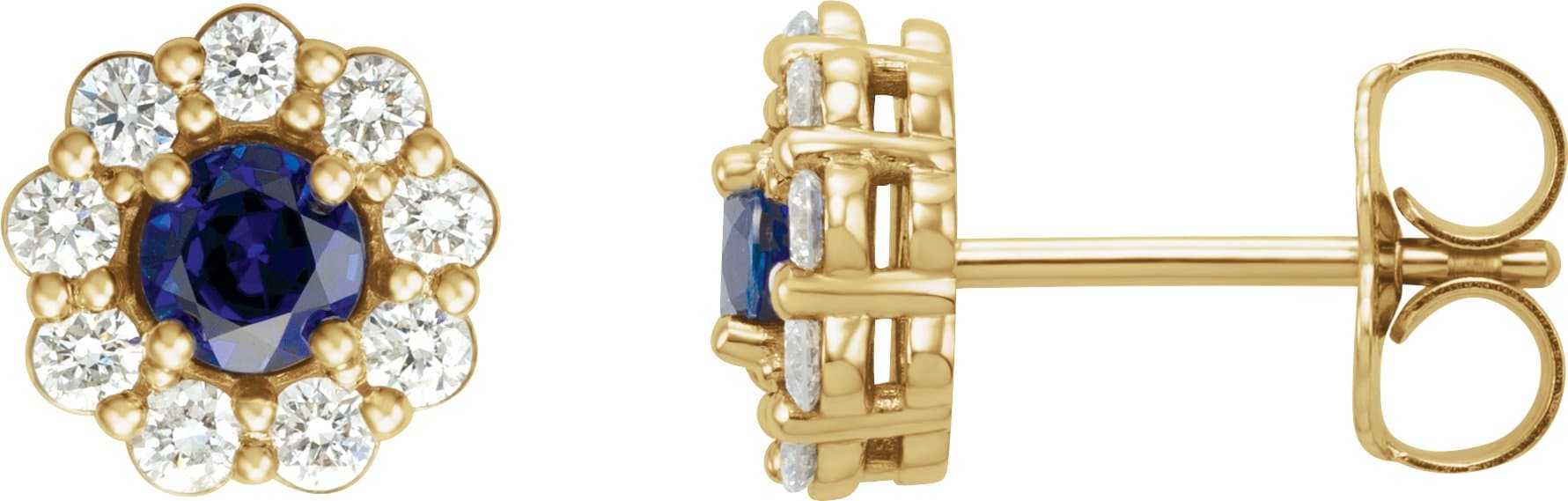 14K Rose 3.5 mm Lab-Grown Blue Sapphire & 1/3 CTW Natural Diamond Earrings