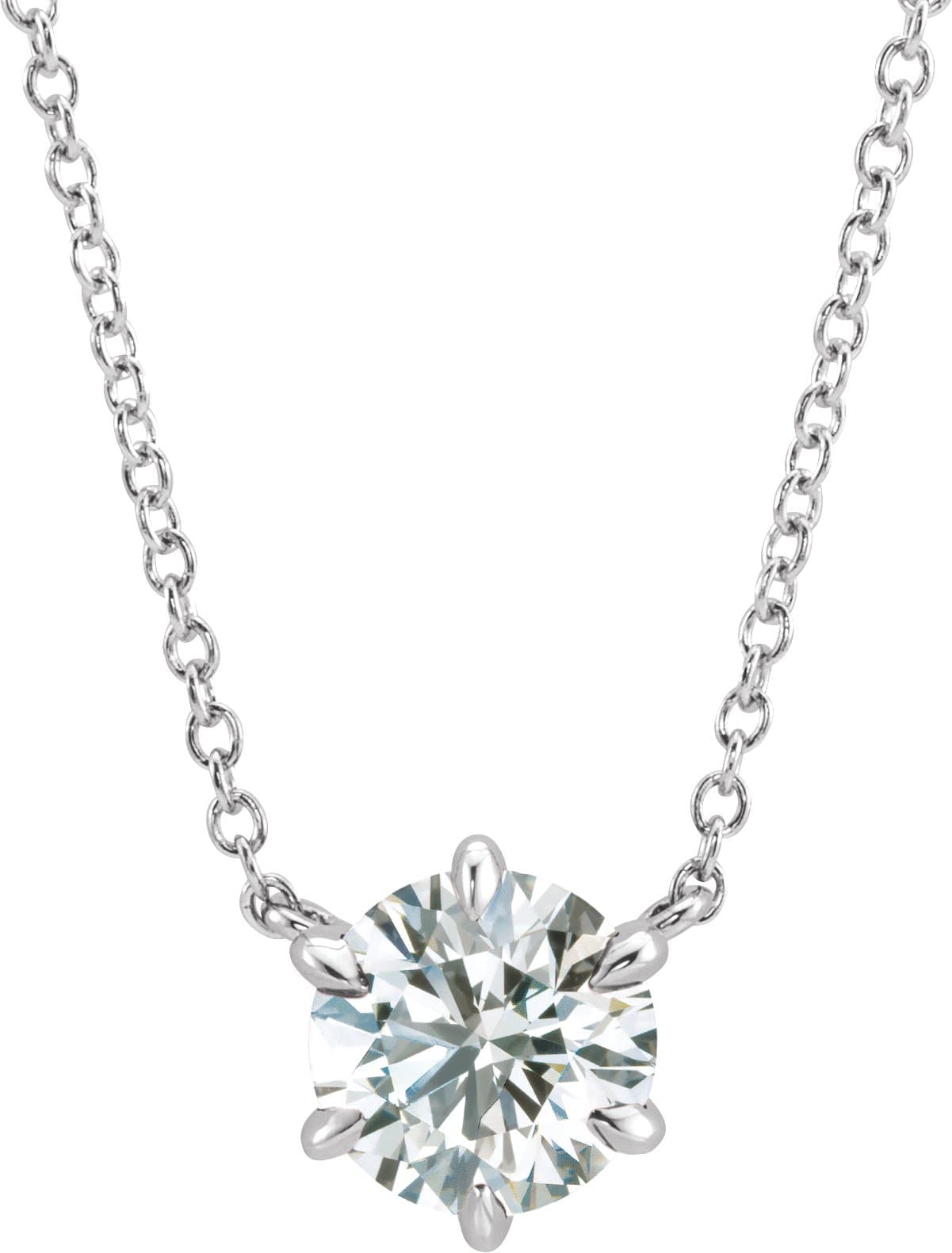 14K Rose 1 CT Lab-Grown Diamond 6-Prong Claw Necklace Center