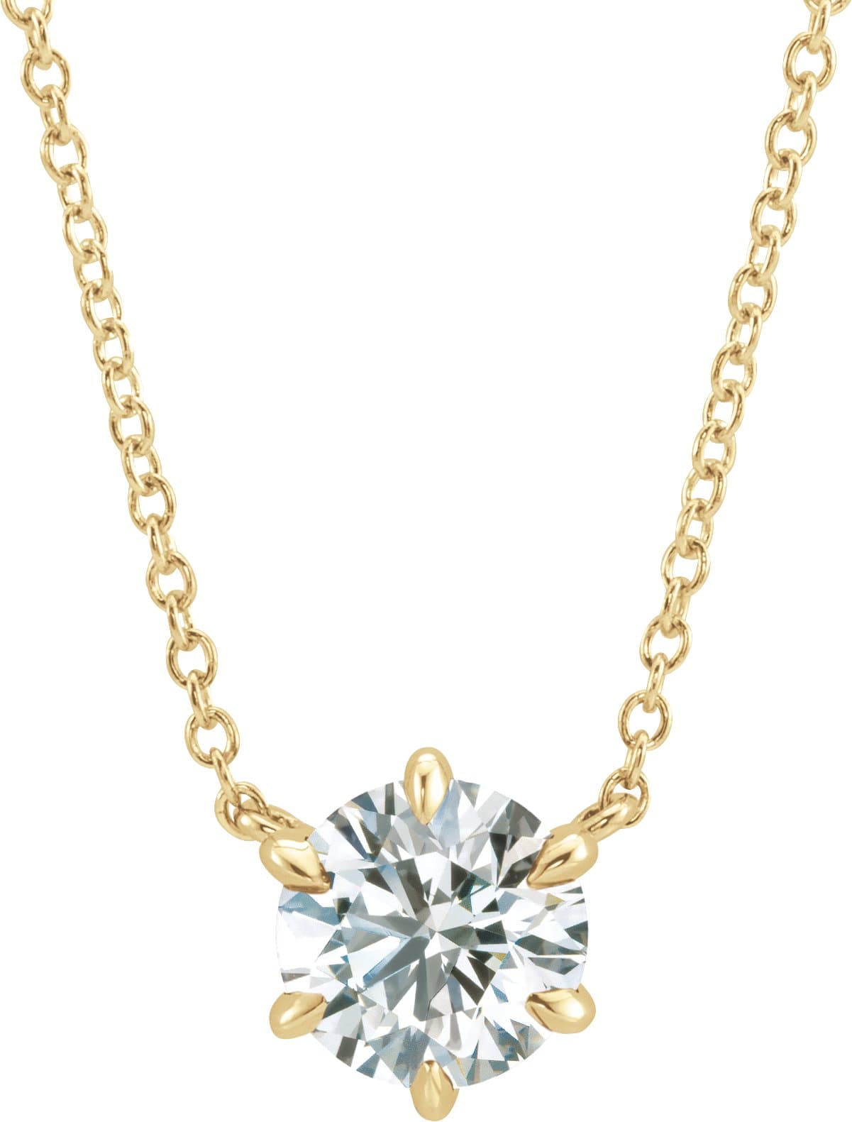 14K Rose 1 CT Lab-Grown Diamond 6-Prong Claw Necklace Center