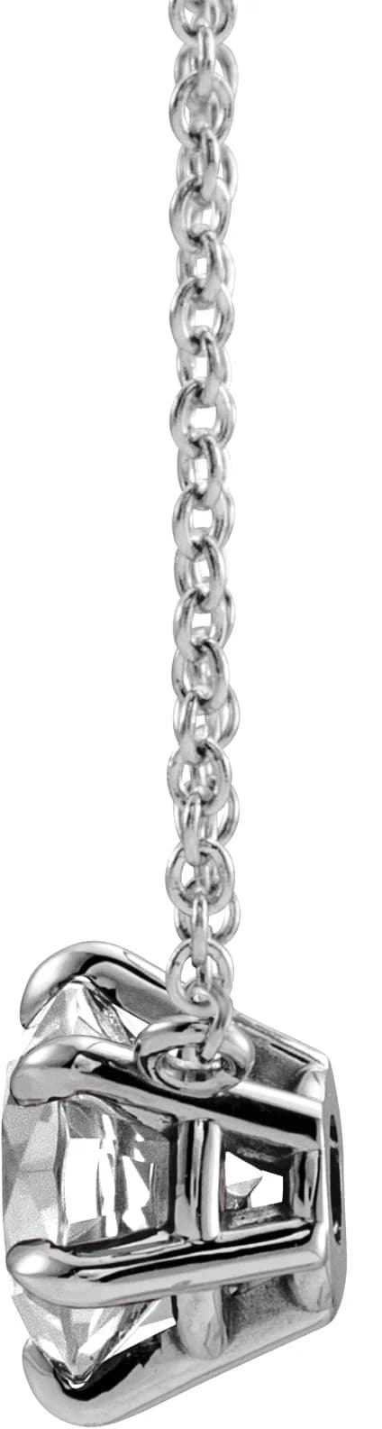 Natural Diamond Solitaire Necklace in Platinum, view 3
