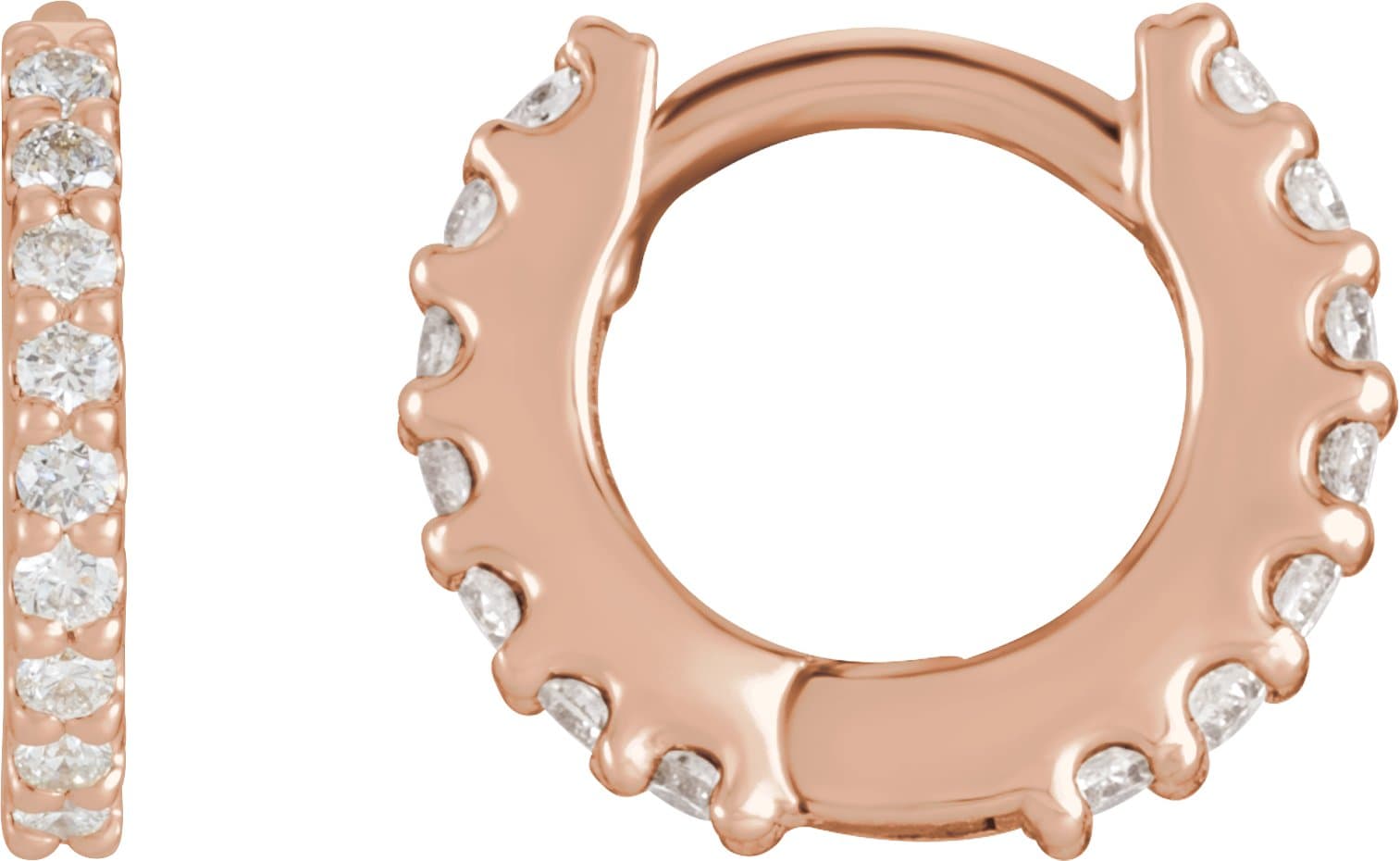 14K Rose .07 CTW Natural Diamond 8 mm Hoop Earring