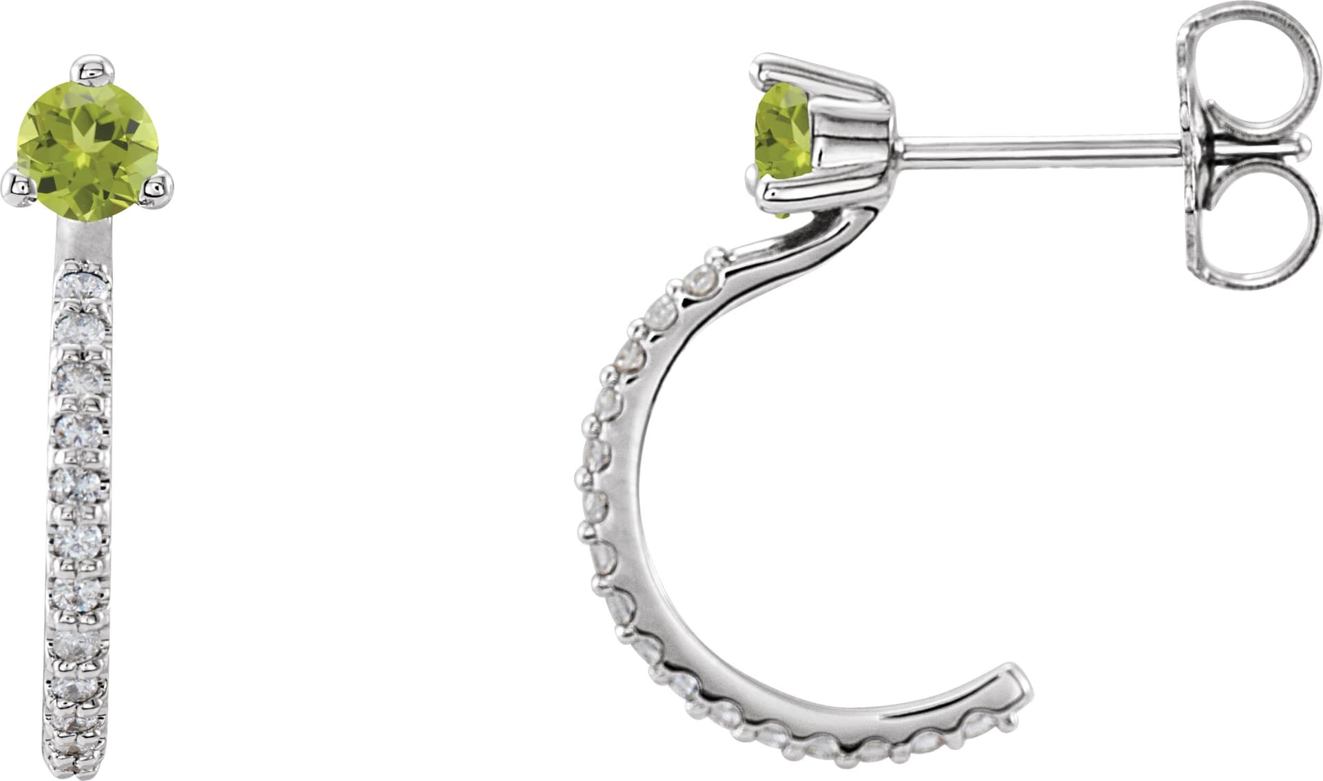 14K Rose Lab-Grown Alexandrite & 1/8 CTW Natural Diamond J-Hoop Earrings