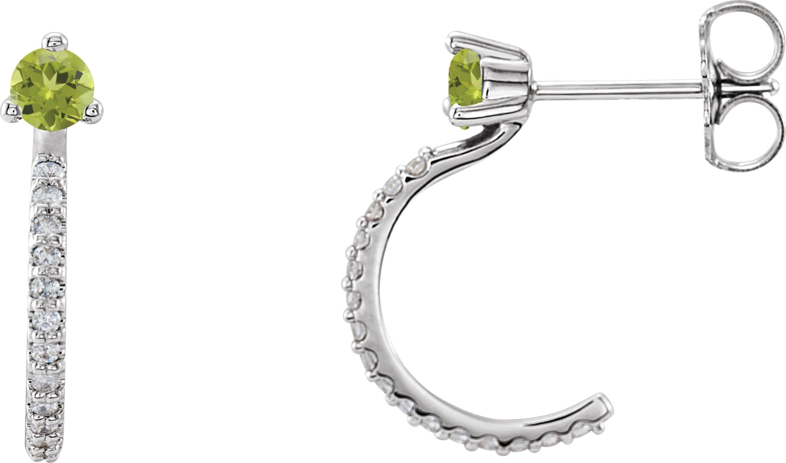 14K Rose Lab-Grown Alexandrite & 1/8 CTW Natural Diamond J-Hoop Earrings