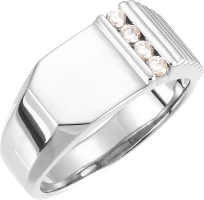 1/5 CTW Natural Diamond Ring 1/5 CTW Natural Diamond 10.5x10 mm Geometric Signet Ring
