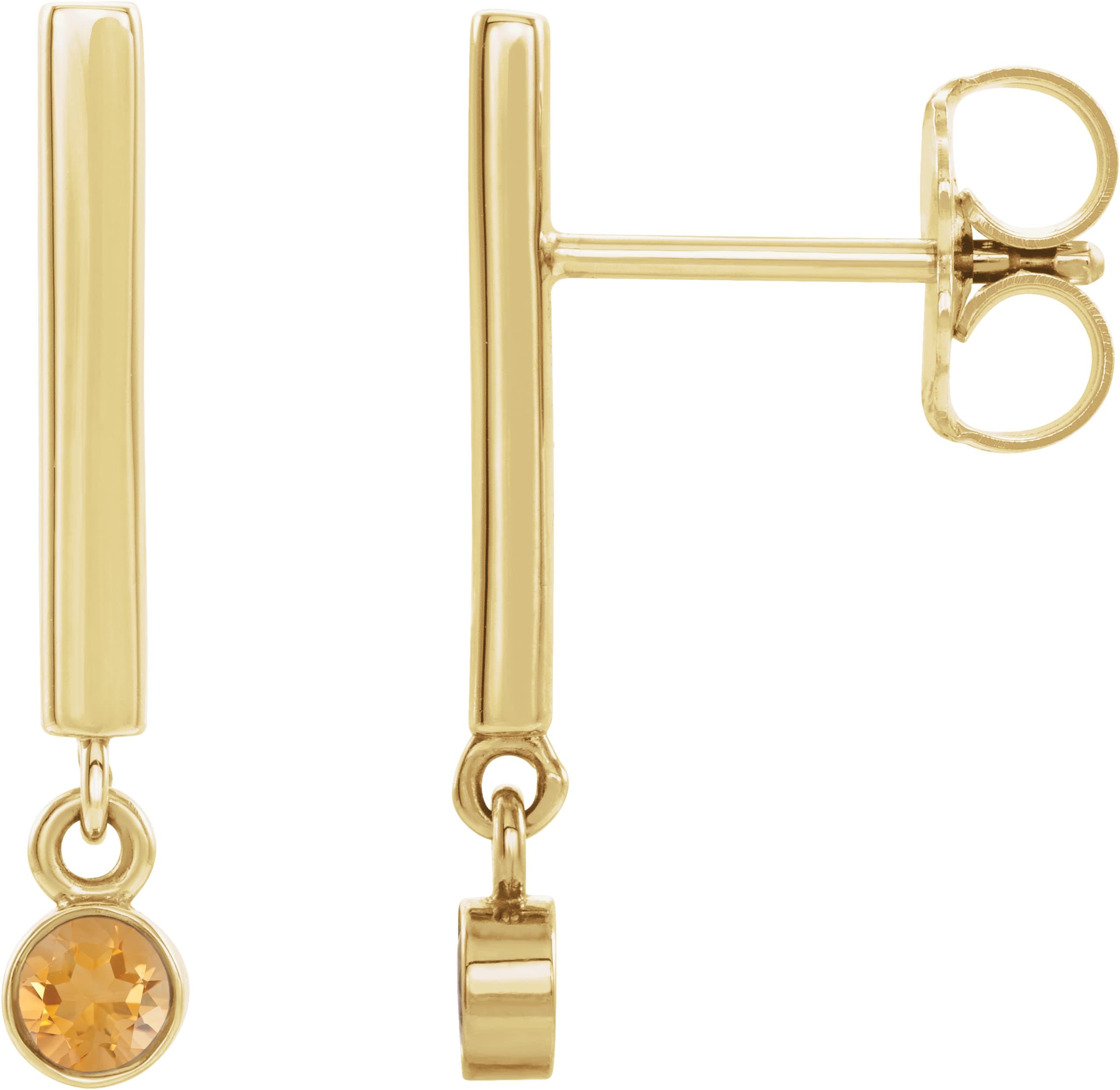 14K Rose Natural Alexandrite Bar Earrings