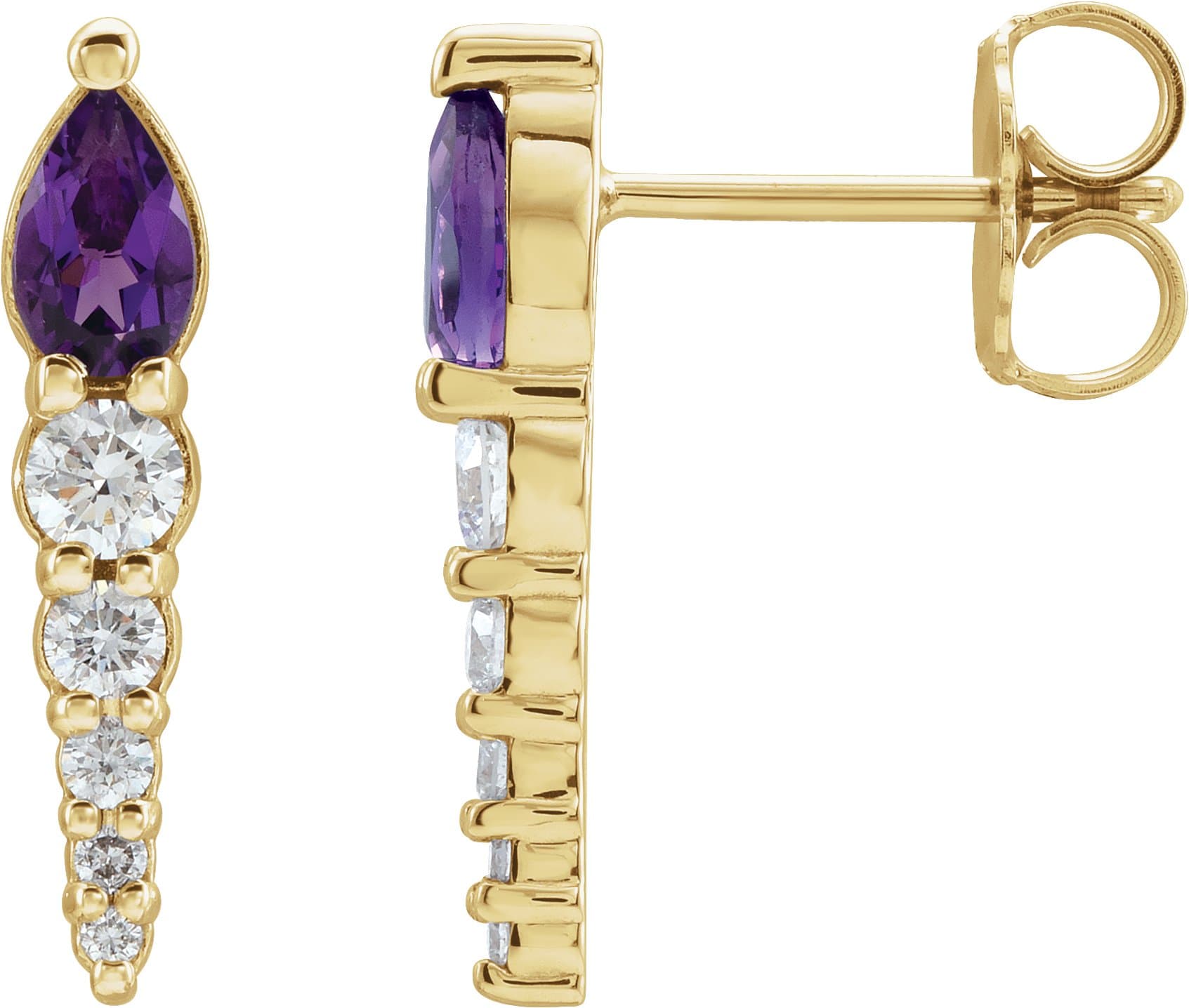 14K White Gold 1/4 CTW Natural Diamond Semi-Set Bar Earrings