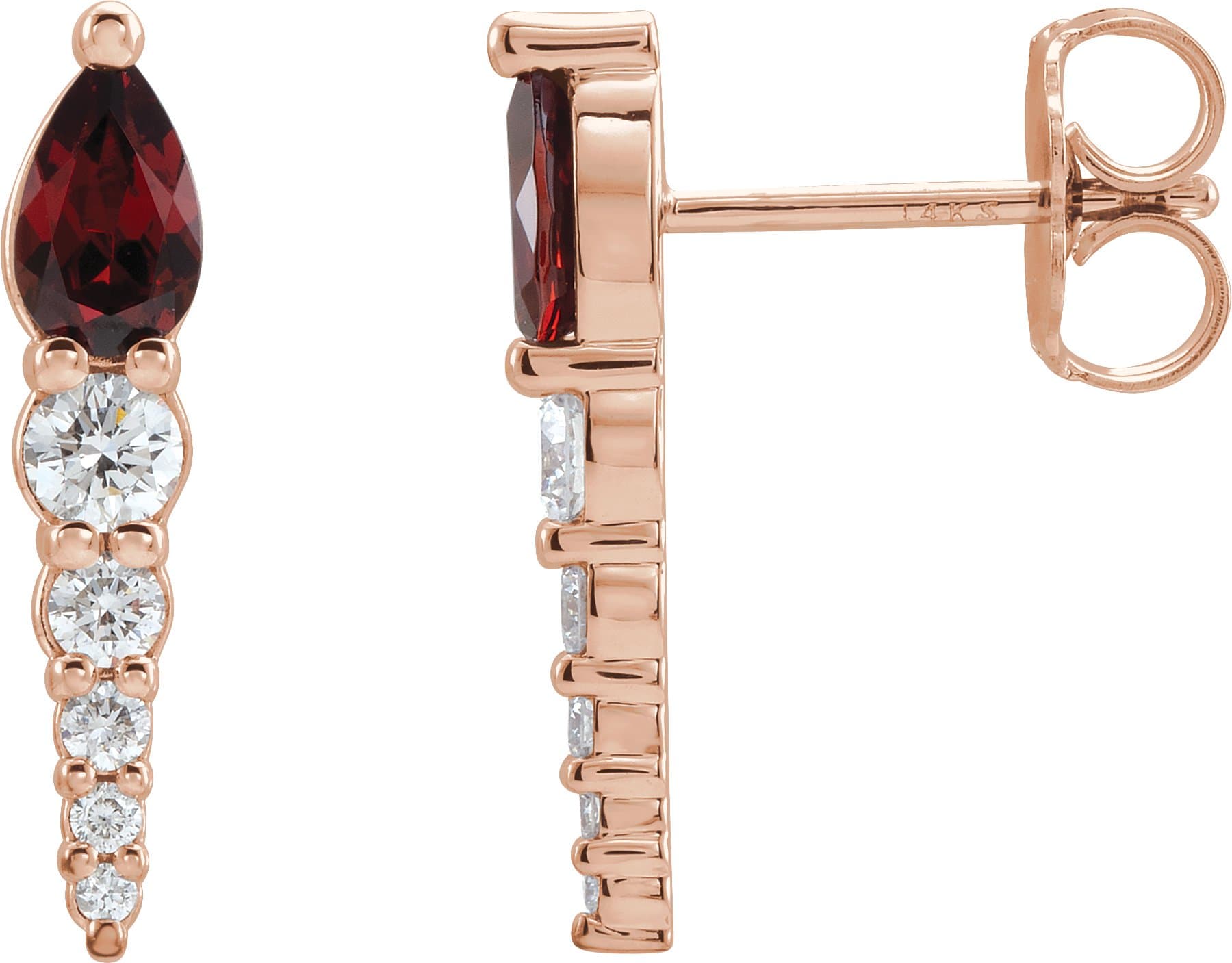 14K Rose Lab-Grown Alexandrite & 1/4 CTW Natural Diamond Earrings