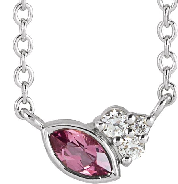 14K Rose Lab-Grown Alexandrite & .03 CTW Natural Diamond 16 Necklace