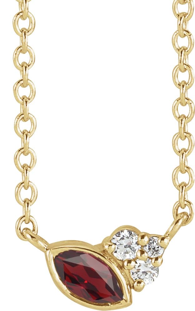 14K Rose Lab-Grown Alexandrite & .03 CTW Natural Diamond 16 Necklace