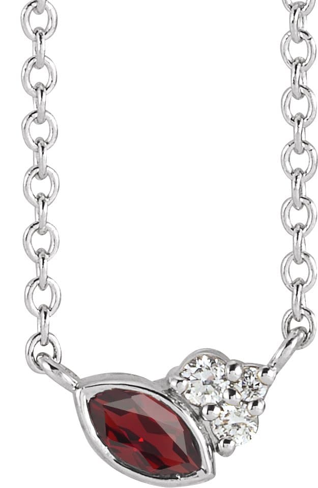 14K Rose Lab-Grown Alexandrite & .03 CTW Natural Diamond 16 Necklace
