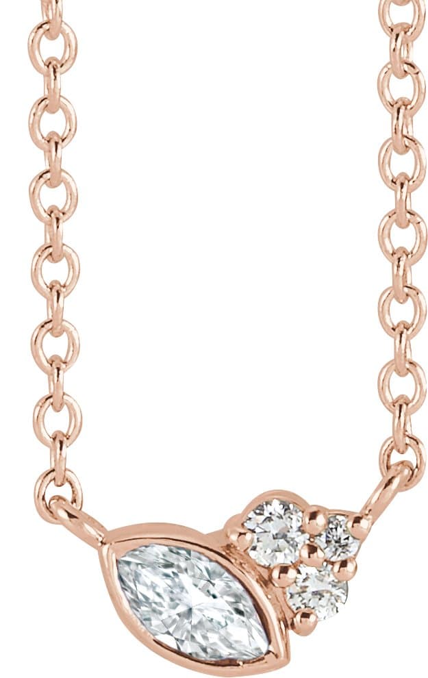 14K Rose Gold 1/10 CTW Natural Diamond 16" Necklace 
