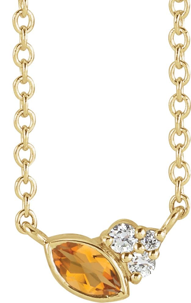 14K Rose Lab-Grown Alexandrite & .03 CTW Natural Diamond 16 Necklace