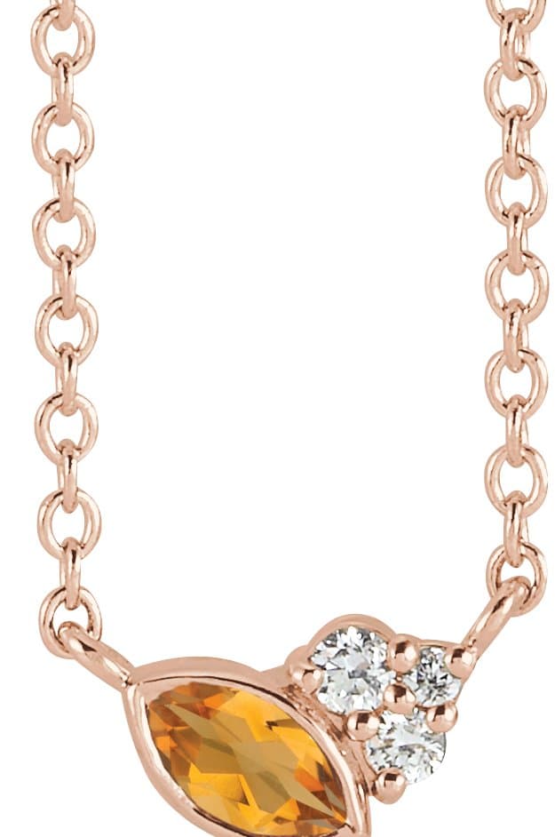 14K Rose Lab-Grown Alexandrite & .03 CTW Natural Diamond 16 Necklace