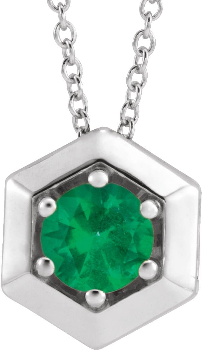 14K White Gold 1/2 CT Natural Diamond Geometric 16-18" Necklace