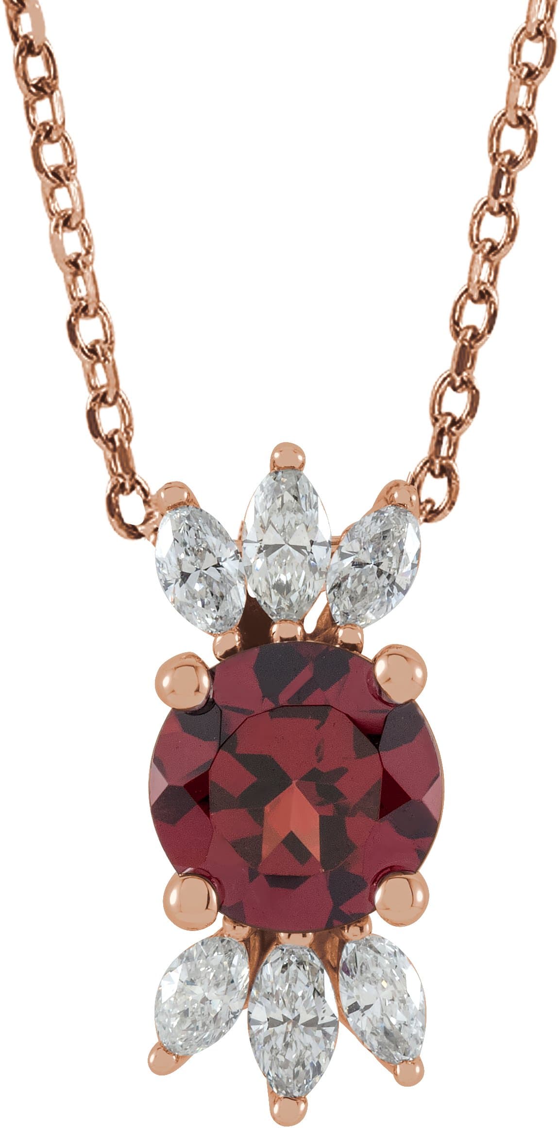 14K Rose Lab-Grown Alexandrite & 1/5 CTW Natural Diamond 16-18 Necklace