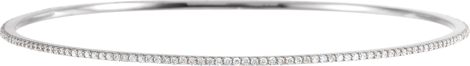 14K White Gold 1 CTW Natural Diamond Stackable Bangle 8" Bracelet