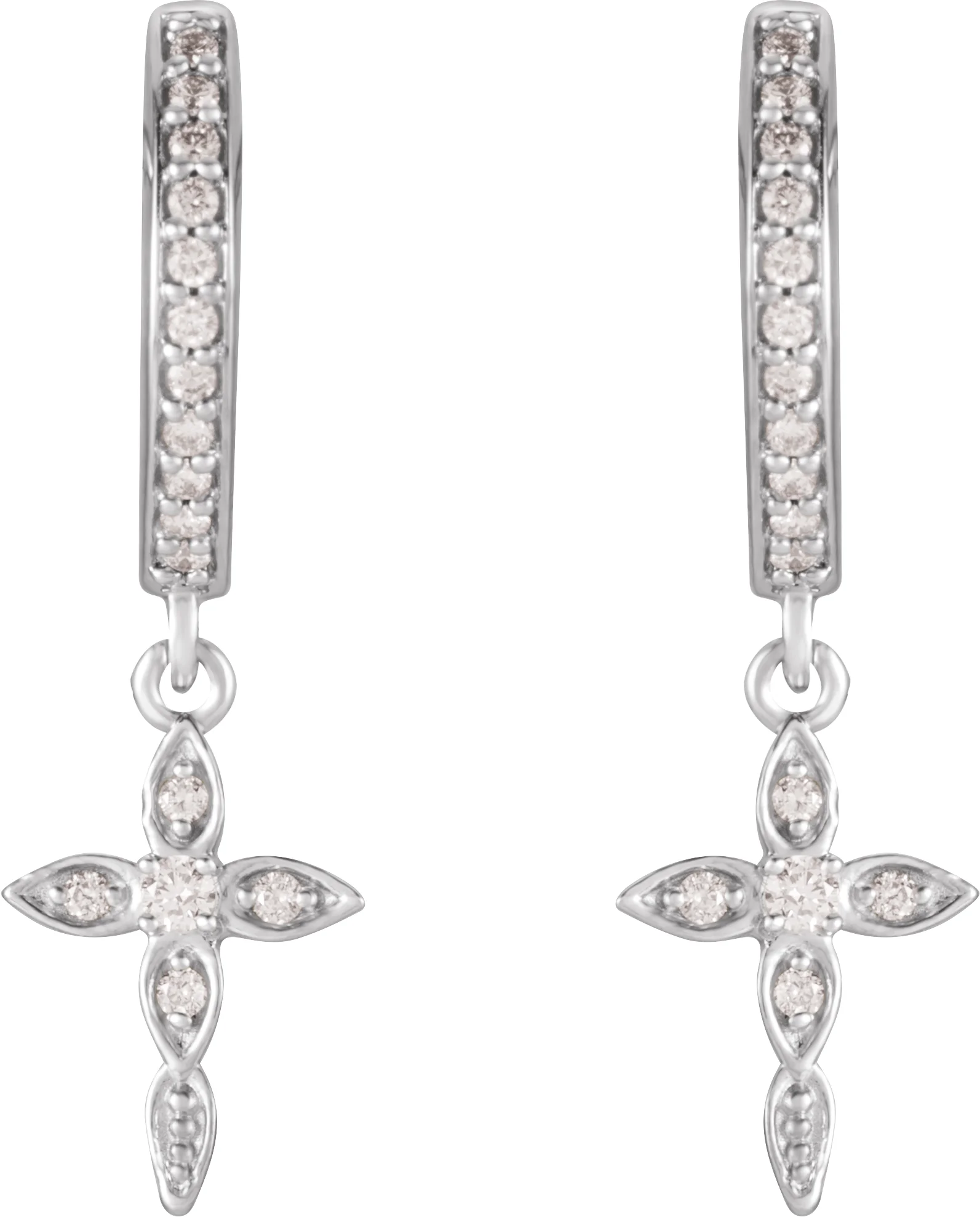 Accented Cross Hoop Earrings, view 3