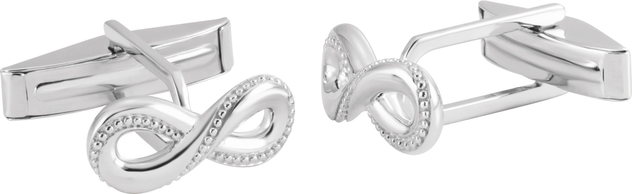 14K White 15.8x7 mm Infinity-Inspired Cuff Links
