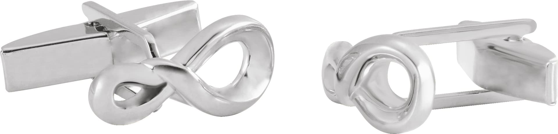 14K White 15.8x7 mm Infinity-Inspired Cuff Links