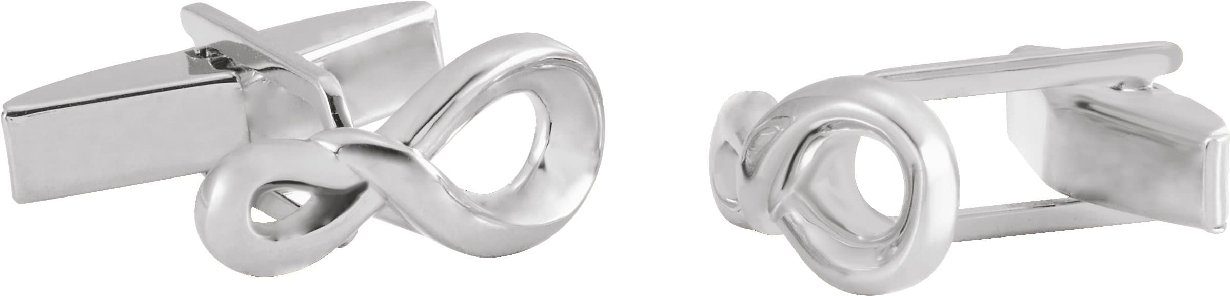 14K White 15.8x7 mm Infinity-Inspired Cuff Links